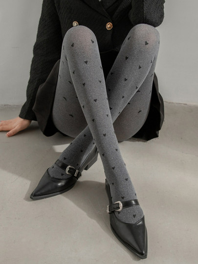 Pantimedias de lunares grises, medias de jacquard de amor para mujer, mallas grises finas sexys de lunares retro para primavera y otoño