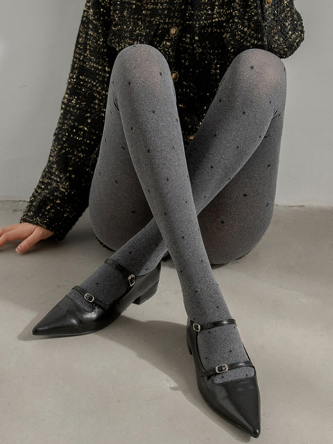 Gray polka dot pantyhose love jacquard stockings for women spring and autumn thin sexy retro polka dot gray leggings