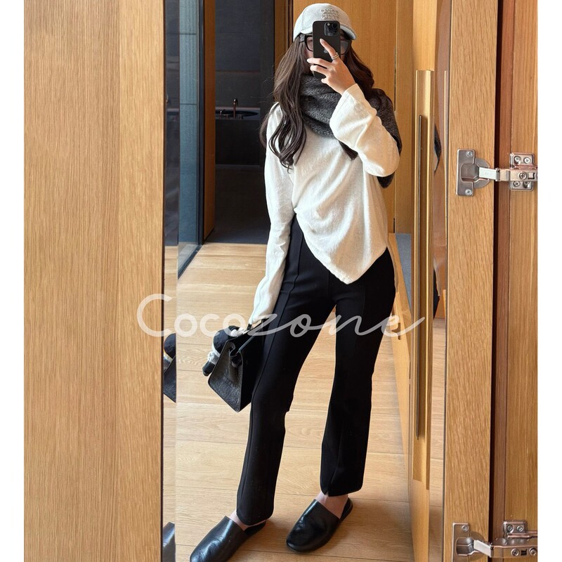 Coco Zone Liu Yiyi Pencil Black Pants Early Spring New Slim Fit Skin-Friendly Breathable Black Casual Pants for Women