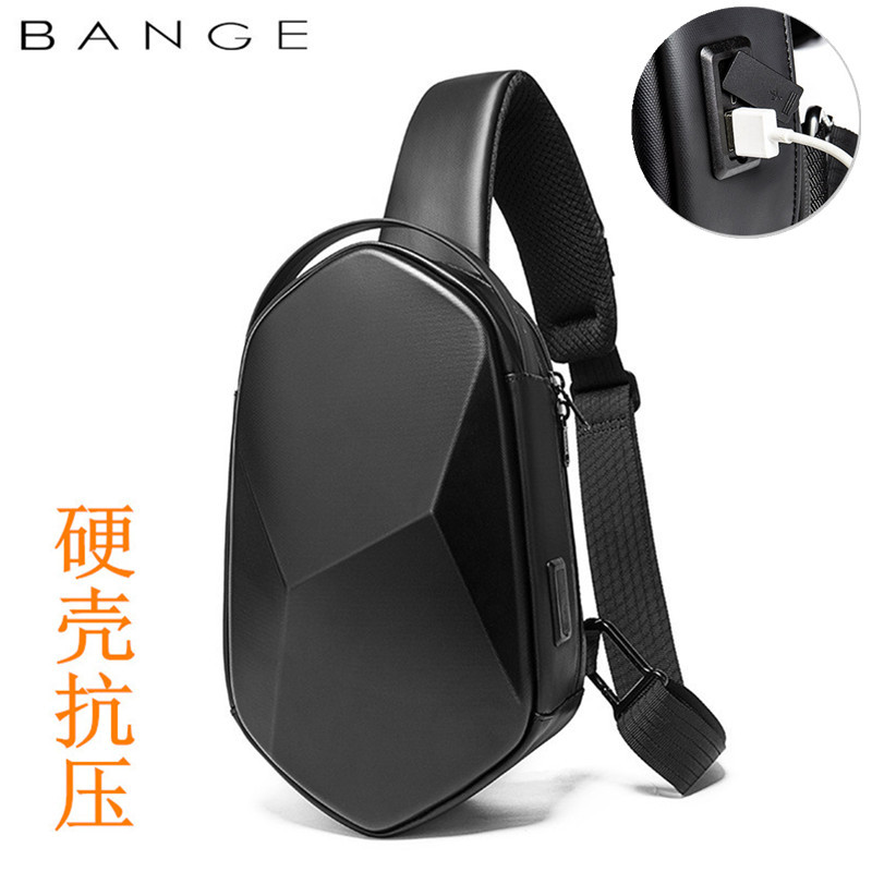 Bange Hard Shell Pressure-Resistant Chest Bag for Men, Waterproof Functional Shield Bag, Trendy and Cool 7.9inch Tablet Shoulder Crossbody Bag
