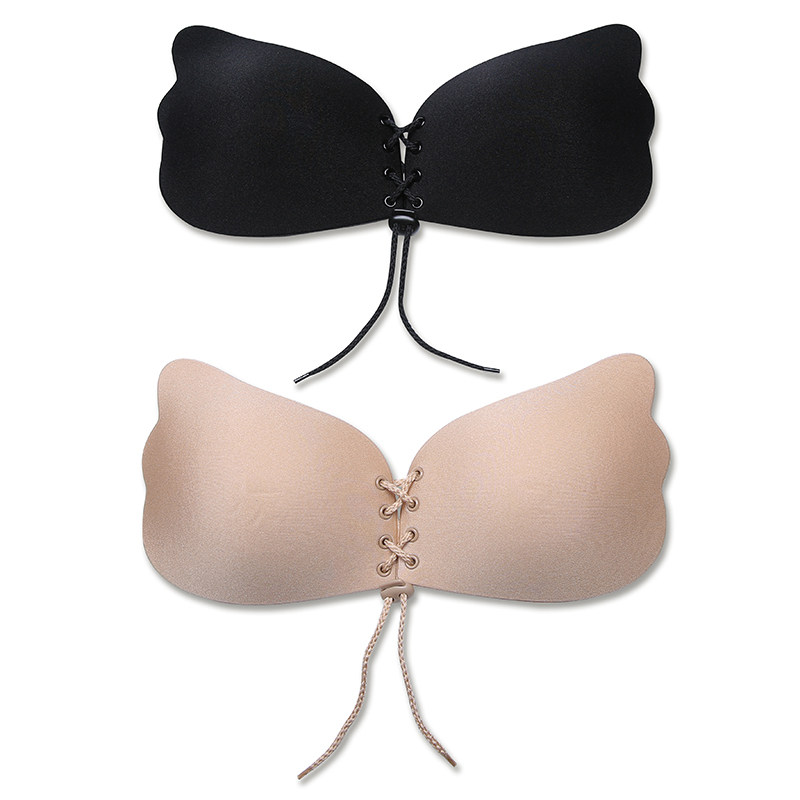 H-home ins Sexy Strapless non-slip breast patch Gathered breathable Invisible bra Drawstring design Small chest breast patch underwear