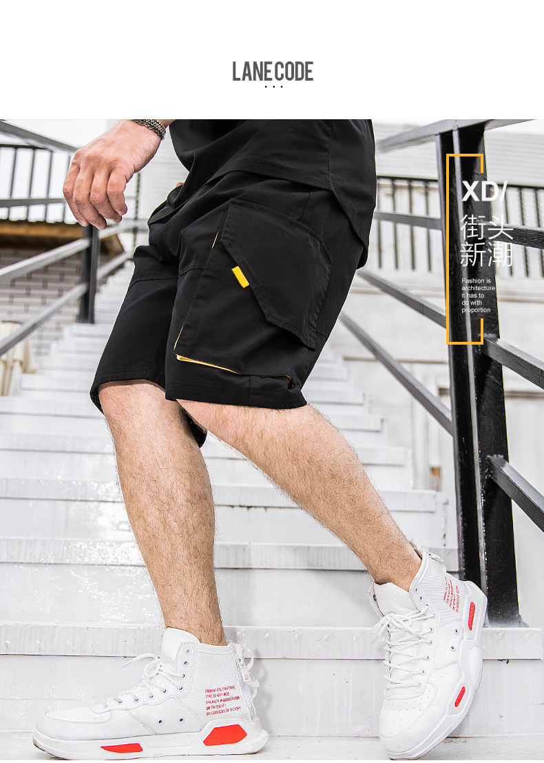 Tide thương hiệu tăng cộng với người đàn ông béo màu rắn quần short mùa hè lỏng lẻo dụng cụ một nửa quần thường năm điểm quần - Quần short quần nam ống rộng