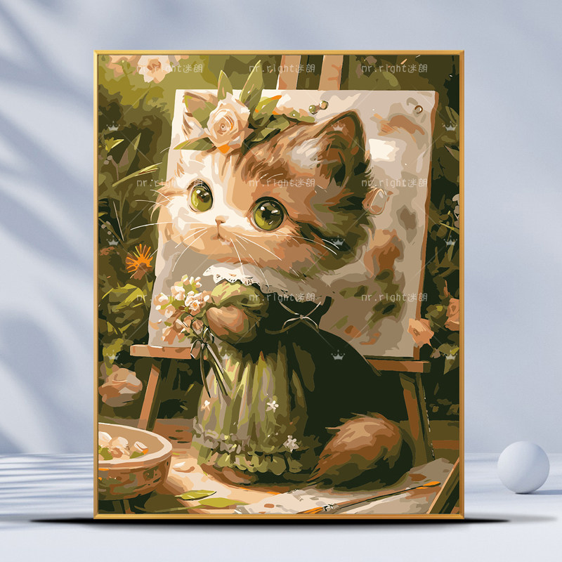 瓦妮莎数字油画填色画可DIY手工猫咪油画作品-Taobao-Tmall