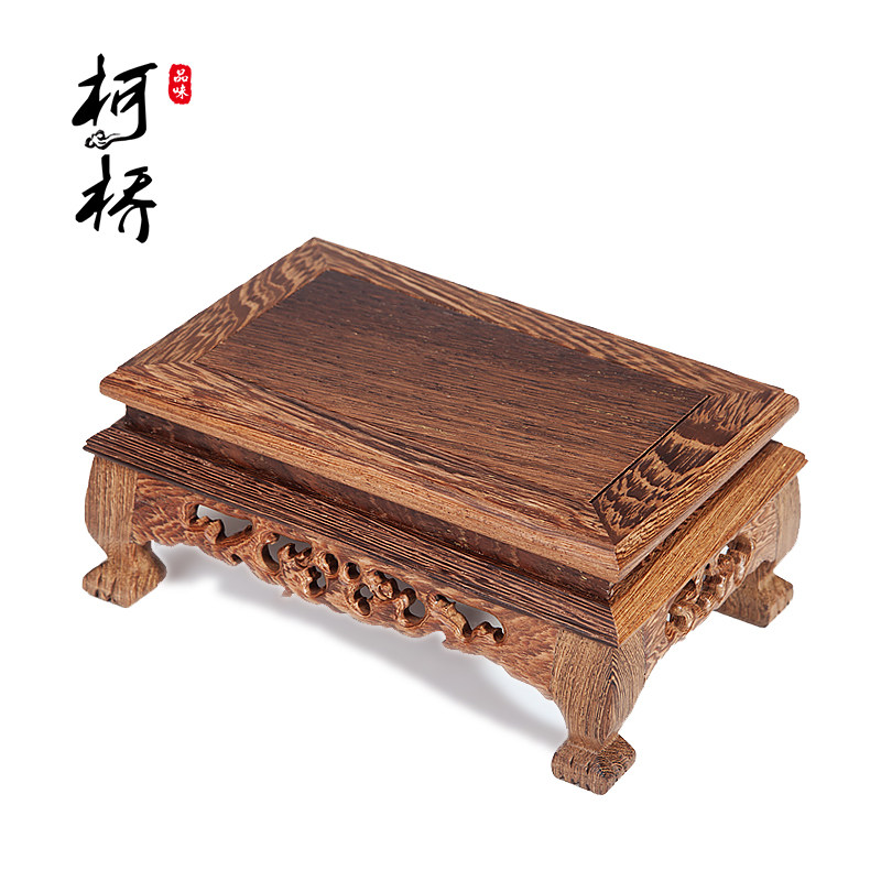 Red Wood Base Rectangular Handicraft Pendulum Decorated Chicken Wings Wood Purple Sand Pot Flowers Bonsai Stone Solid Wood Buddha Statue