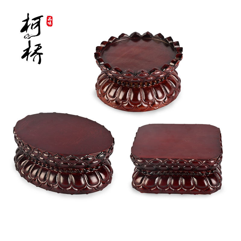 Solid Wood Buddha Statue Lotus Base Add High to Guanyin BodhisattBodhisattBodhisattva Oval Handicraft Pendulum Ornament Incense Burner