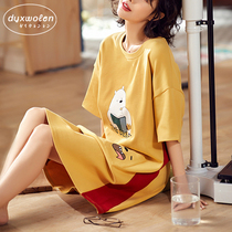 Japanese Sleeping Dress Lady Summer Pure Cotton Loose Slim 2022 New summer big code 200 catty sleepwear