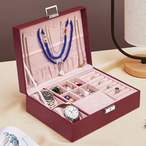 Jewelry box High-grade lock net red necklace earrings large capacity storage box Wedding hand jewelry jewelry box