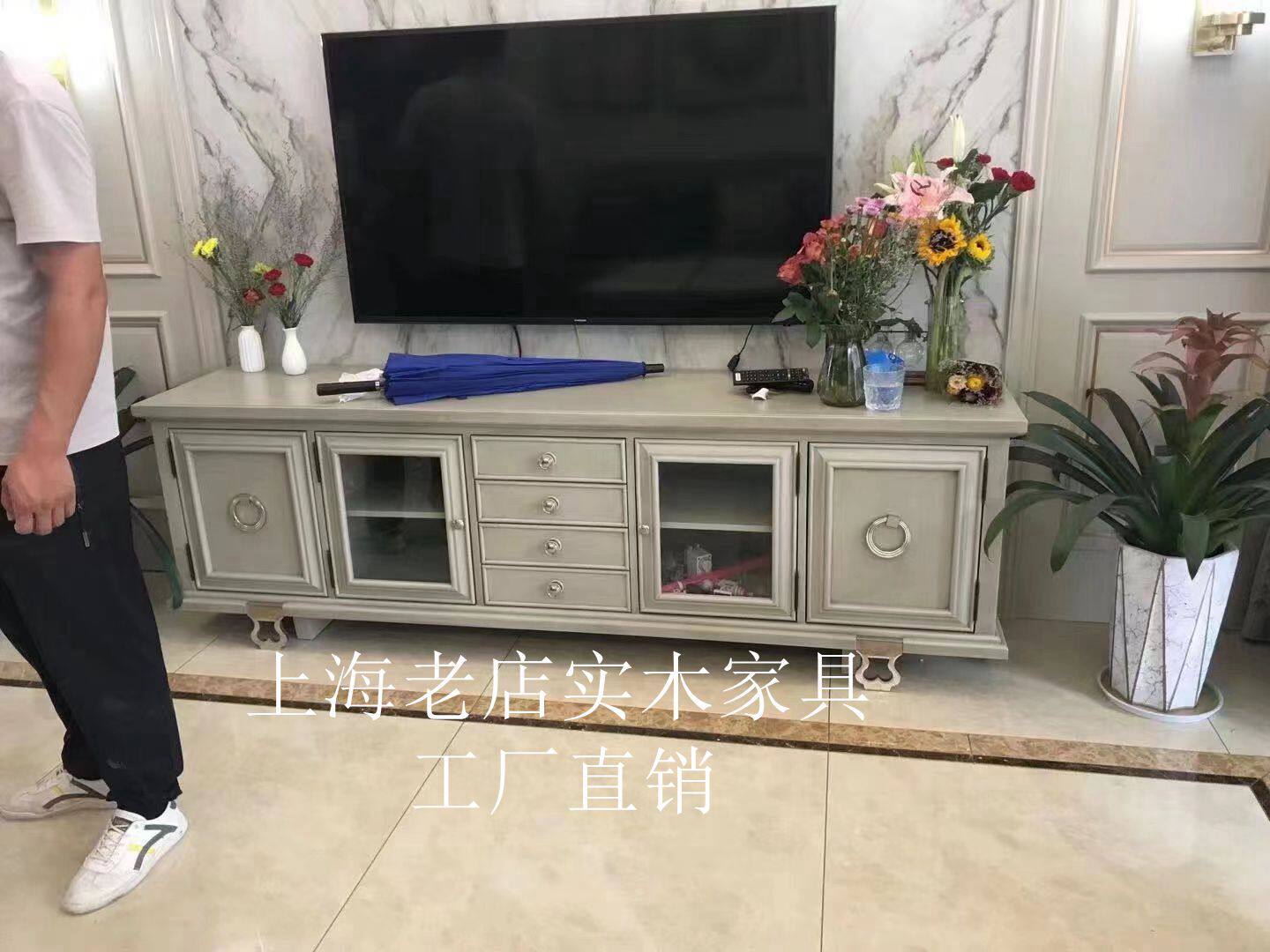Export Foreign Trade Mory Impression High-end Creative Solid Wood TV Cabinet American Countryside Living Room Oak TV Cabinet Customized