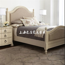 American solid wood double bed 1 5 meters 1 8 meters soft bag bed Vintage ivory white wood wedding bed Princess custom