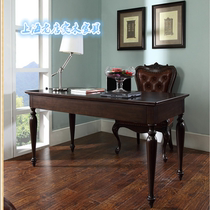 New American solid wood office desk and chair Fashion creative carved desk pu leather chair writing desk can be customized
