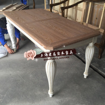 American country retro white old dining table and chair Modern simple small apartment Mediterranean Cafe Rectangular dining table