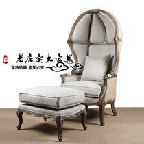 American country wood carved space chair minimalist modern retro old oak clubhouse chair custom