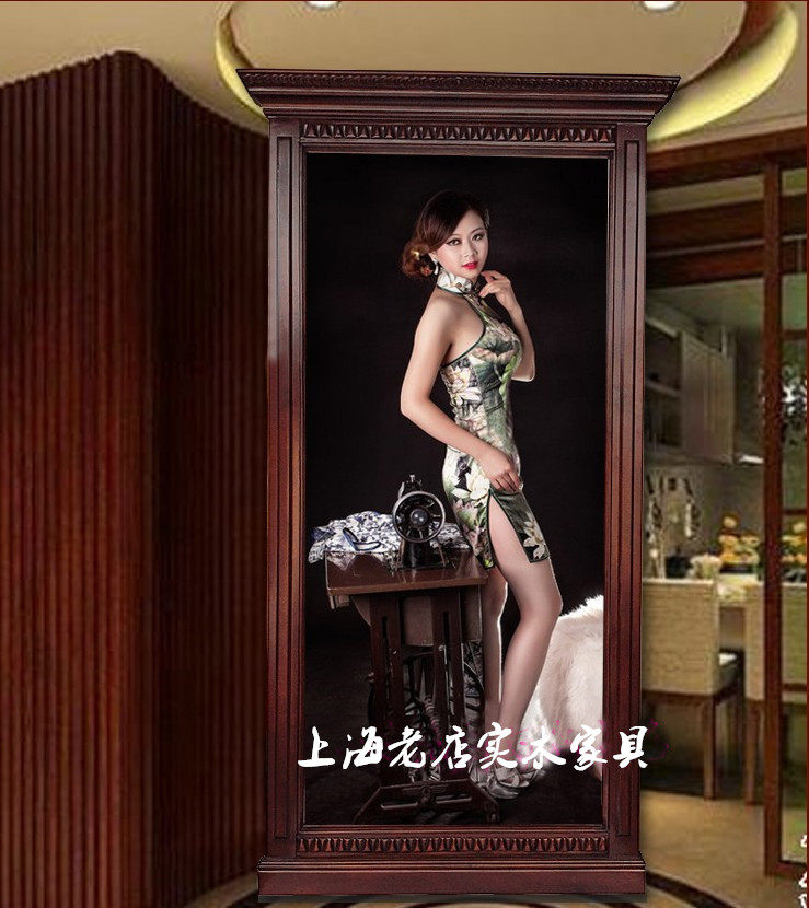 Neoclassical solid wood mirror American floor mirror full body mirror simple European bedroom full body mirror full body mirror