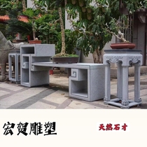 Stone Carved Flower Shelf Bonsai Flower Shelf Granite Bogu Frame Courtyard Flower Shelf Marble Garden Stone Balcony Flower Shelf