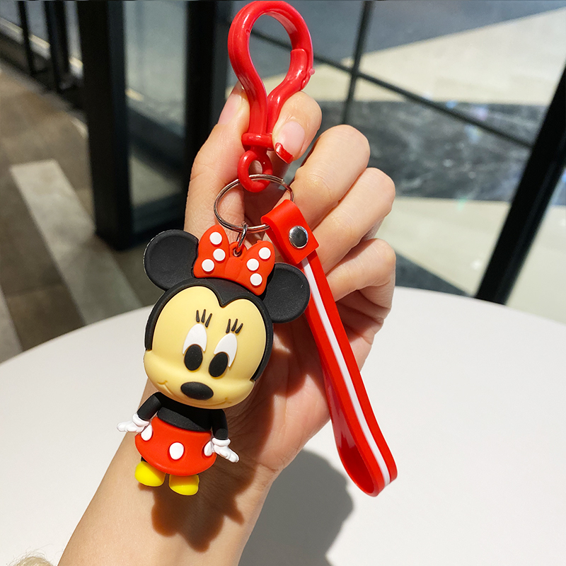 Red And White Rope + Minnie Mousea bag Doll Key buckle Pendant female lovers lovely ins originality Ring Internet celebrity automobile Key chain Small Pendant