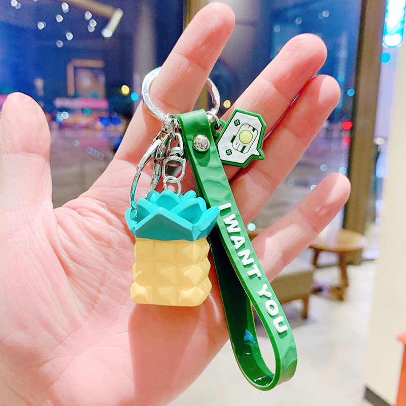 Emerald Green & Sliced Pineapplea bag Doll Key buckle Pendant female lovers lovely ins originality Ring Internet celebrity automobile Key chain Small Pendant