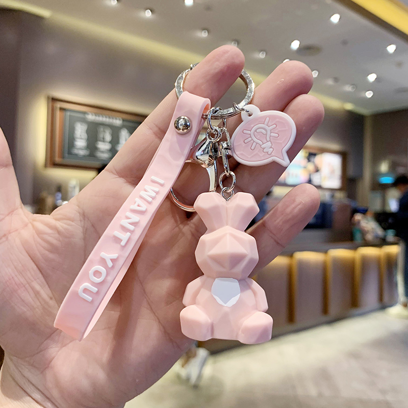 Wine Red & Cut Rabbita bag Doll Key buckle Pendant female lovers lovely ins originality Ring Internet celebrity automobile Key chain Small Pendant