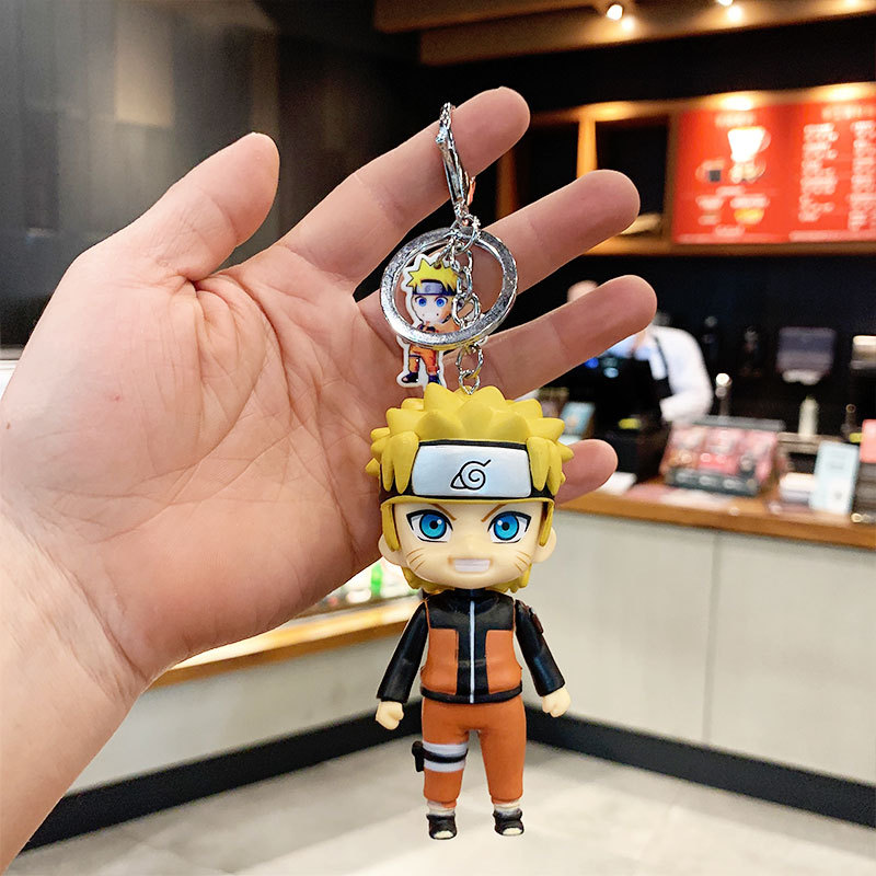 B Fire Shadow NarutoCartoon lovely Naruto Garage Kit Naruto Sasuke Kakashi a bag Pendant Doll chain Small gift Key buckle