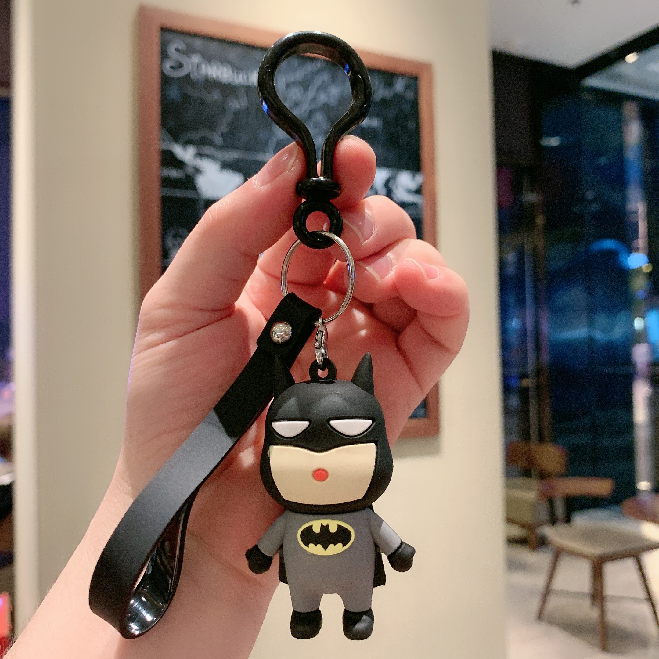 Rose & Batman + Black Ropea bag Doll Key buckle Pendant female lovers lovely ins originality Ring Internet celebrity automobile Key chain Small Pendant
