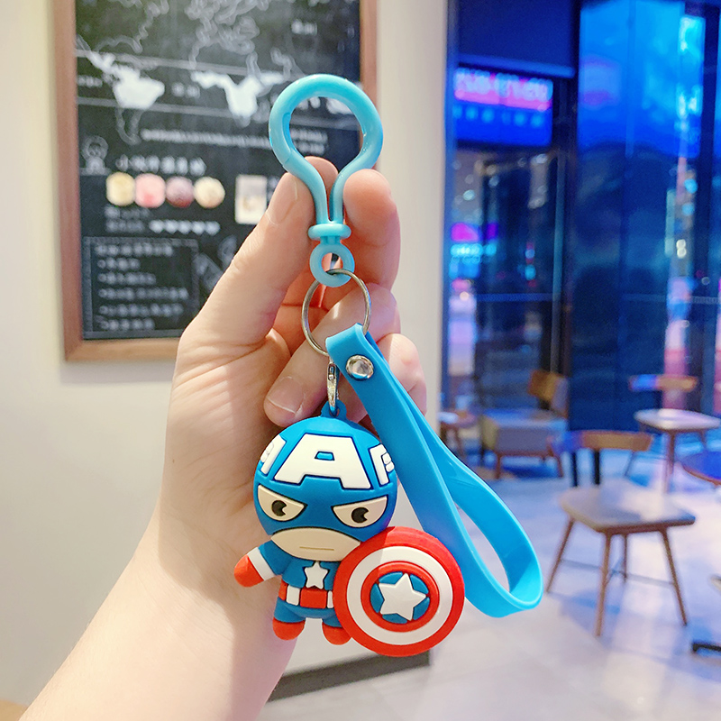 Orange & Captain America + Blue Ropea bag Doll Key buckle Pendant female lovers lovely ins originality Ring Internet celebrity automobile Key chain Small Pendant