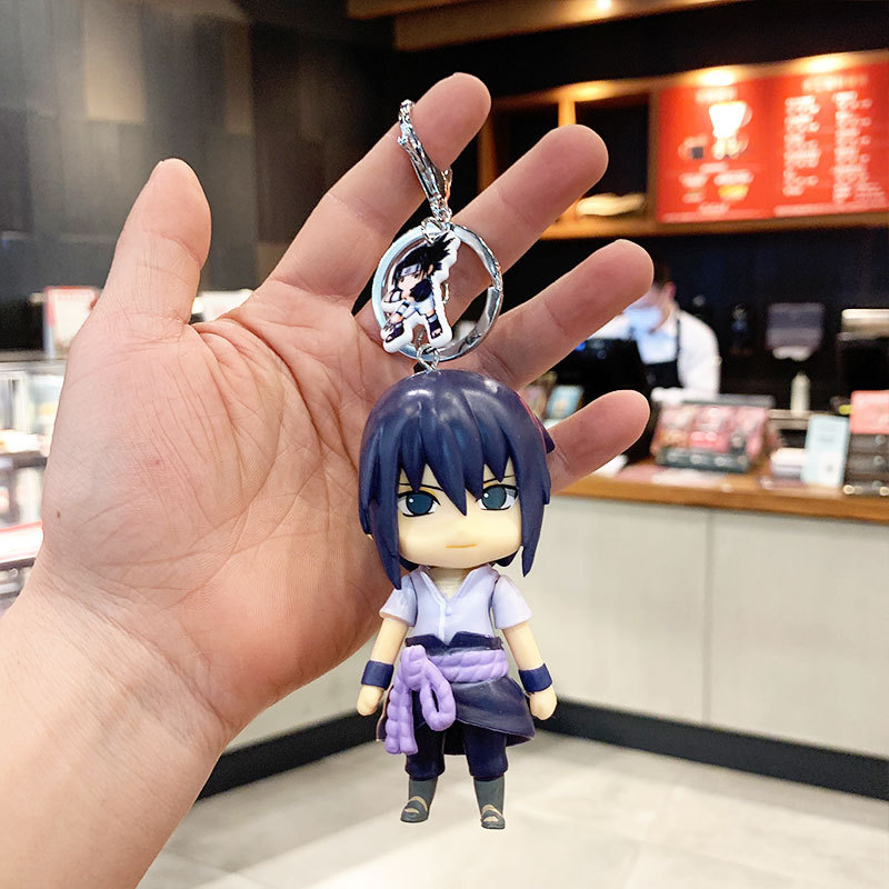 B Fire Shadow Sasuke No.1Cartoon lovely Naruto Garage Kit Naruto Sasuke Kakashi a bag Pendant Doll chain Small gift Key buckle