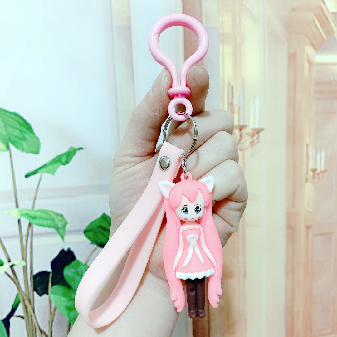 Transparent & Pink Skirt Pretty Girl Pink Ropea bag Doll Key buckle Pendant female lovers lovely ins originality Ring Internet celebrity automobile Key chain Small Pendant
