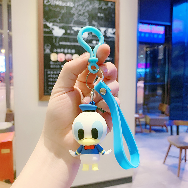 Dark Blue Rope + Donald Ducka bag Doll Key buckle Pendant female lovers lovely ins originality Ring Internet celebrity automobile Key chain Small Pendant