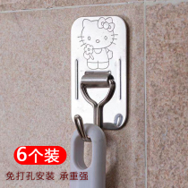 Strong load-bearing nail-free glue hook Stainless steel movable hook Kitchen hanging spoon shovel kitchenware door sticky hook