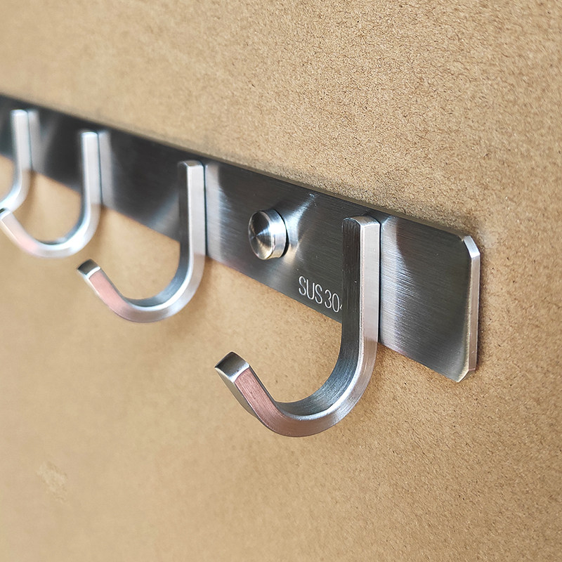 304 thickened stainless steel long row clothes hanger perforated wall-mounted bathroom door rear bathroom wall cloak hook