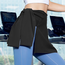 Yoga shawl mesh red sports Hip Skirt Woman Sexy Tie Waist Anti-Walking Hood Dress Fitness and Awkward Half Body Apron