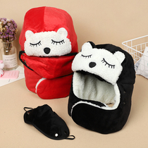 Childrens hats winter plus velvet thickened one-piece cap to keep warm baby hats winter ear protection children parent-child Lei Feng hat