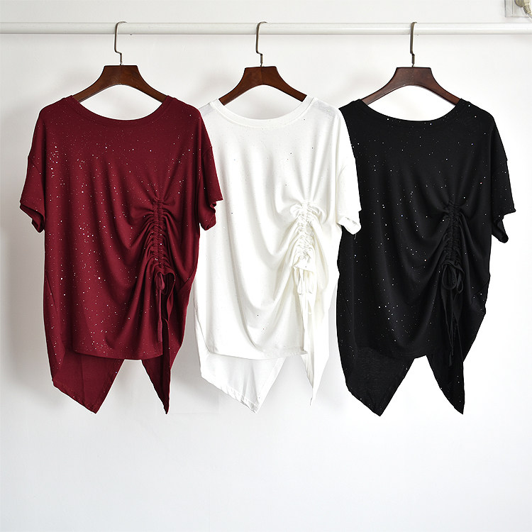 Modern dance practice Gongfu Xia new style short sleeve bright sheet pumping rope loose jacket National classical dance dress performance out of service