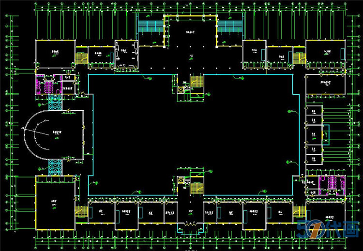 T193大学建筑CAD施工图纸学校综合楼校园教学楼平面图设计...-7