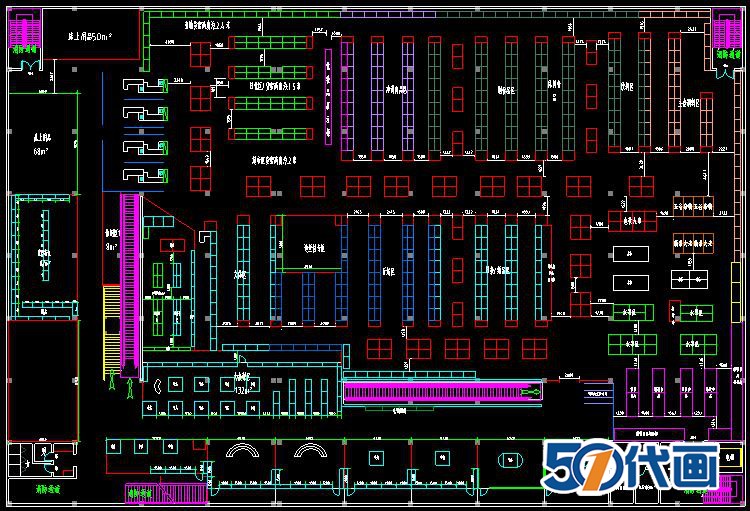 T325超市平面图卖场购物中心布局商场规划设计CAD平面图施...-4