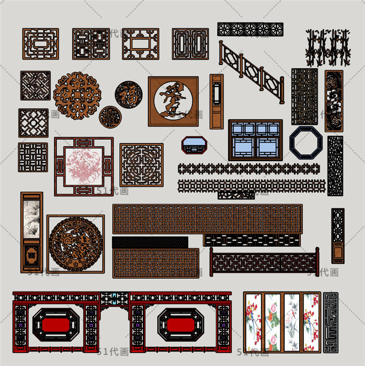 T510门窗天窗木门窗户SU模型CAD图纸中式欧式现代建筑设计...-14