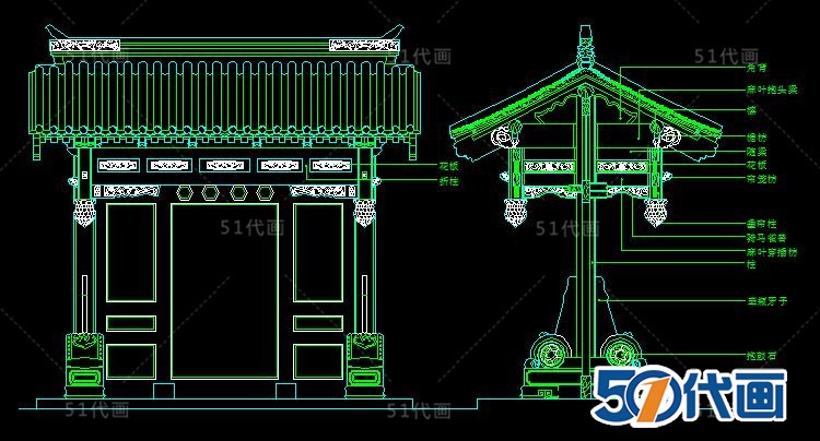 T2017中国古建筑CAD图纸大全仿古设计效果图方案施工图素材...-8