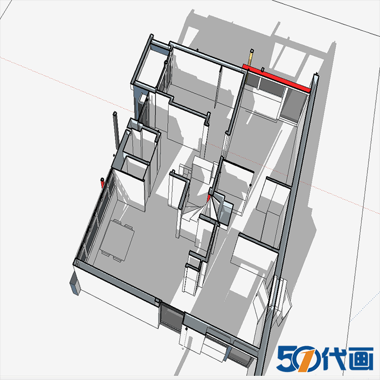 T1733施罗德住宅SU模型建筑大师作品分析PPT平立剖面CAD图纸...-6