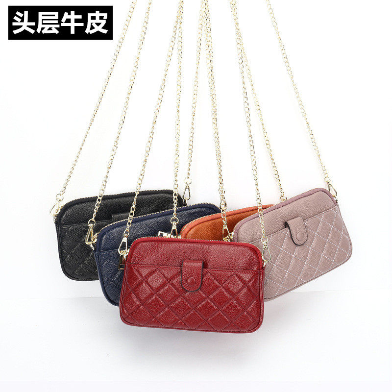 Women's bags 2020 new summer fashion leather zipper small square bag small fragrance style diamond chain single shoulder messenger bag