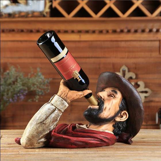 미국 복고풍 서부 카우보이 수지 뿔 와인 랙 바 와이너리 와인 저장고 장식품 캐릭터 레드 와인 랙 장식