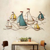 American retro wall decoration Mediterranean style sailing ship wall hanging wall iron decoration cafe bar decoration