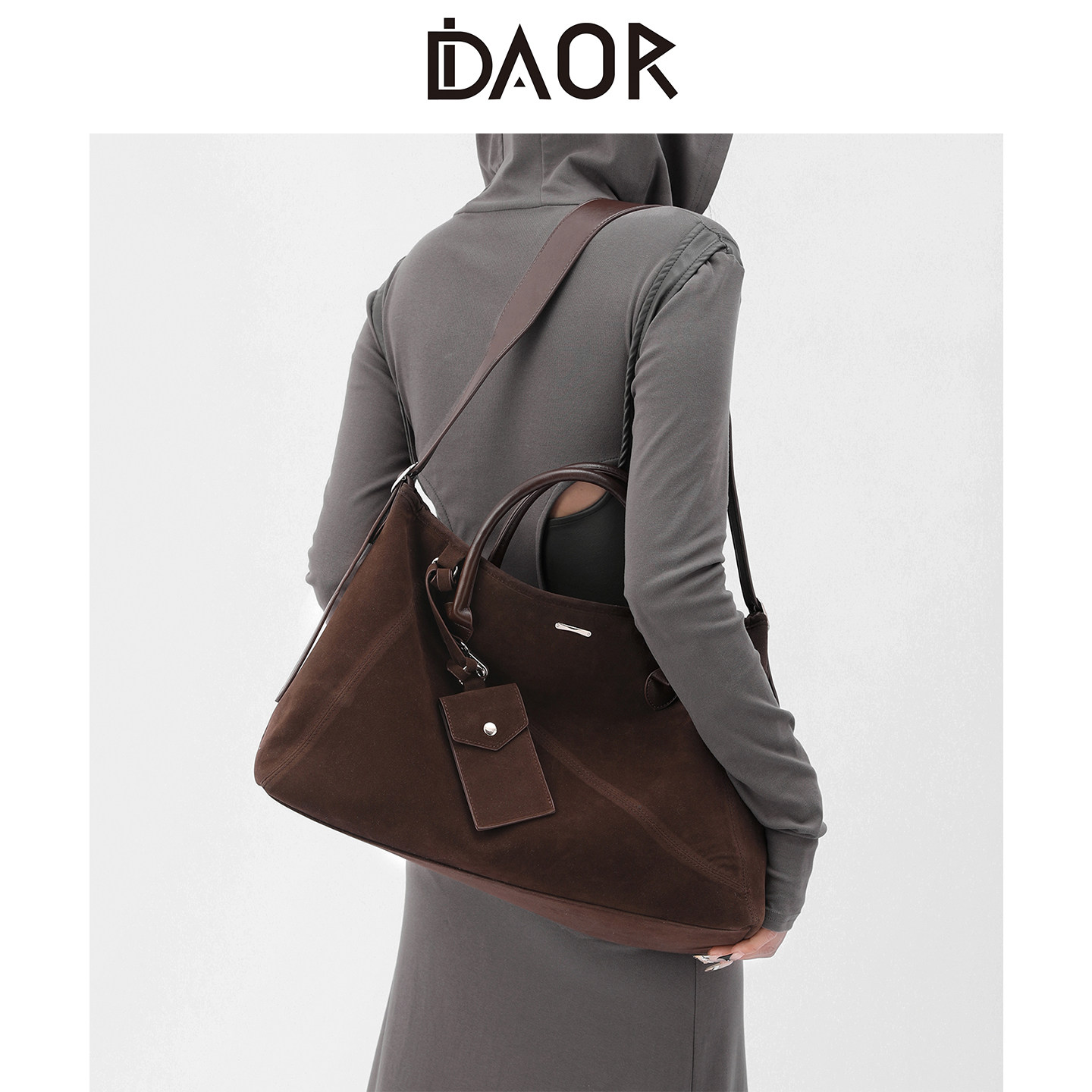 DAOR Suede Travel Tote Bag for Women 2026 Autumn/Winter New Large Capacity Retro Handbag Shoulder Crossbody Bag - Thumbnail 5
