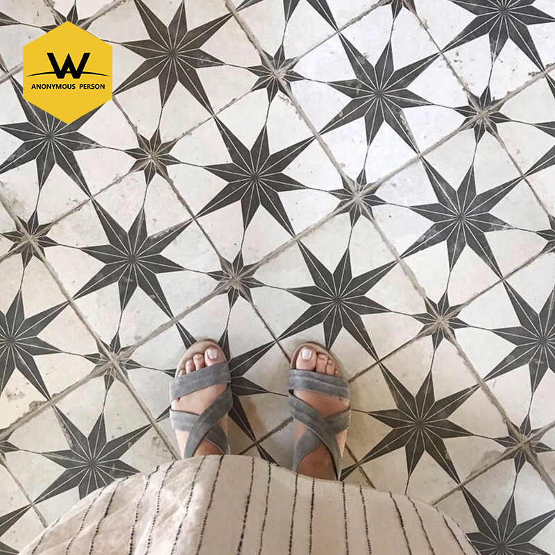 Anonymous retro old star tiles French coffee shop porch non-slip floor tiles bathroom kitchen tiles