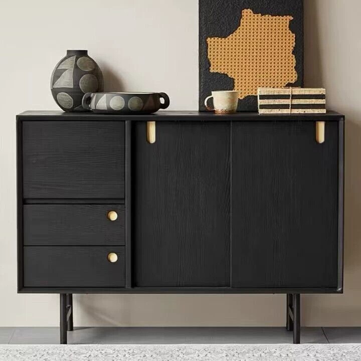 Nordic Belgian Solid Wood Sideboard Oak Solid Wood Retro Storage Cabinet Living Room Entrance Cabinet Storage Cabinet