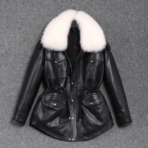 Special offer new fox fur leather coat women Parker mid-length waist sheep leather down jacket European station M91