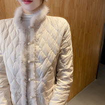 Special price Chinese style mink fur buckle European station fashion light down jacket women short 2021 European Y01