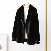 Imported lamb wool sheep fur one female leather simple short fur coat 2021 winter new 20121