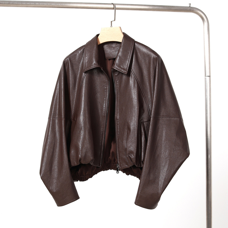 Genuine Leather Jacket for Women, Short Style for Petite Figures, 2026 Autumn New Model, High-Grade Sheepskin Genuine Leather Batwing Jacket Genuine Leather Jacket for Women, Short Style for Petite Figures, 2026 Autumn New Model, High-Grade Sheepskin Genuine Leather Batwing Jacket