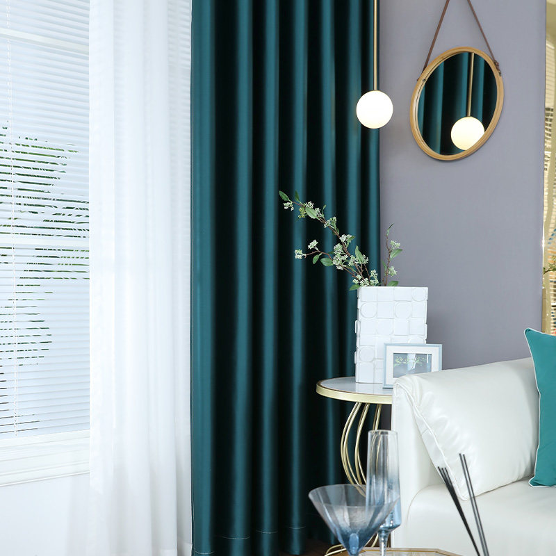 2020 new thickened vertical smooth full shading simple atmosphere classic solid color floor-to-ceiling curtain custom living room bedroom