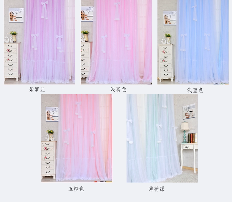 Big Princess Wind Rèm Girl Bow Rèm Bay Window Phòng ngủ Tùy chỉnh rèm phòng cưới - Phụ kiện rèm cửa