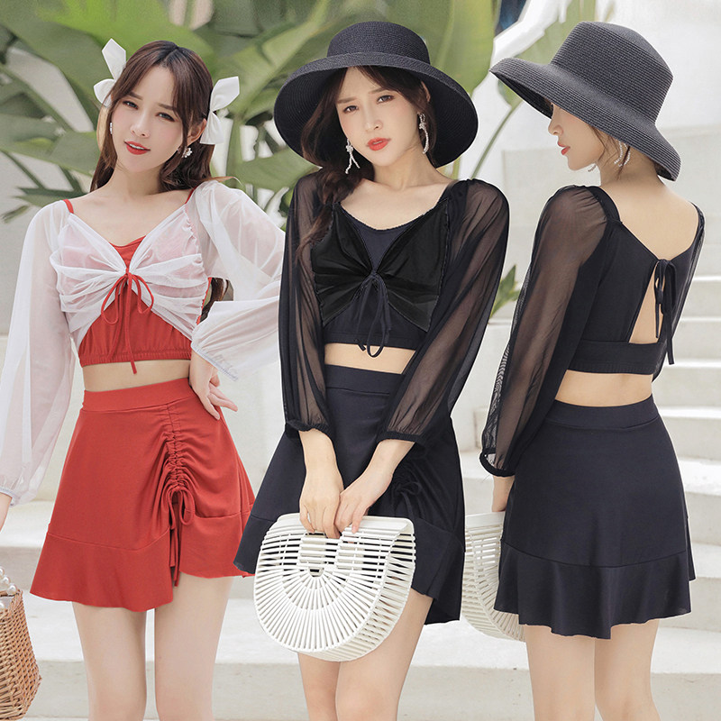 Swimsuit Women 2022 New two style Slim Fit Long Sleeves Conservative Skirt Style Two Sets of Blister Spa Swimsuit